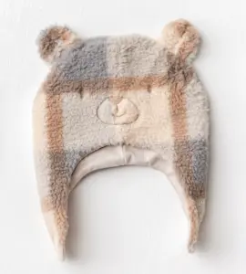 Căciulă teddy cu urechiușe de ursuleț pentru bebeluși, moale și călduroasă