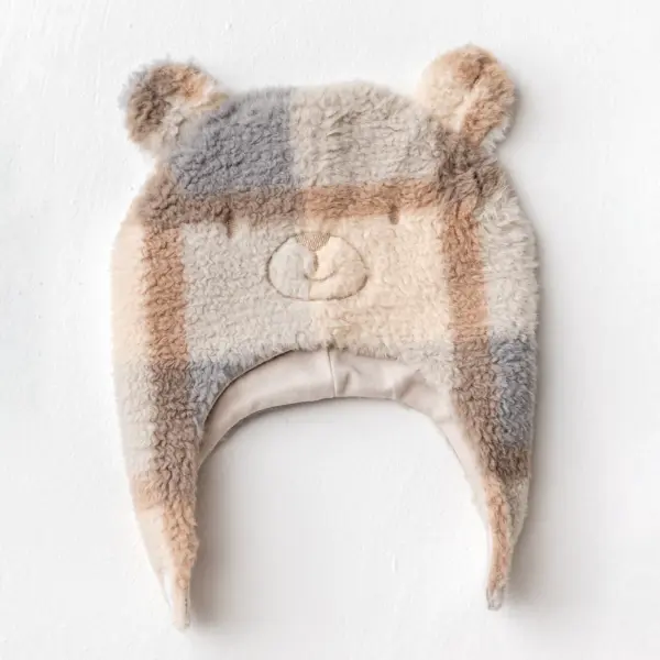 Căciulă teddy cu urechiușe de ursuleț pentru bebeluși, moale și călduroasă