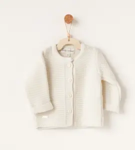 Cardigan tricotat crem pentru bebeluși cu nasturi