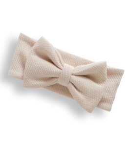 Bentiță cu fundiță pentru bebeluși în culorile alb, bej, roz și lila