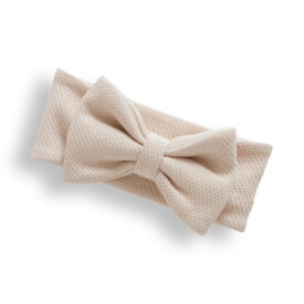 Bentiță cu fundiță pentru bebeluși în culorile alb, bej, roz și lila