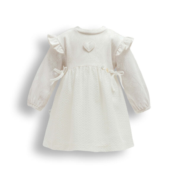 Rochiță albă cu inimioară și volănașe pentru bebeluși