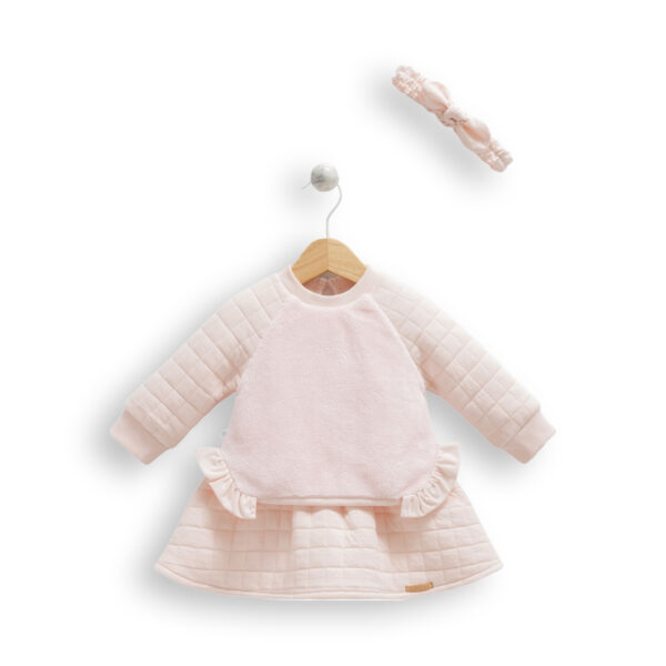 Set „Puf de zână” pentru bebeluși – bluziță, fustiță și bentiță roz