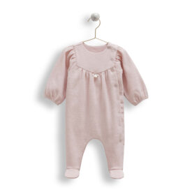 Salopetă „Mângâiere de vis” pentru bebeluși – crem și roz pudrat