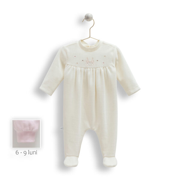 Salopetă „Castel de vis” pentru bebeluși – crem și bej