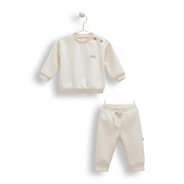 Set „Confort pur” pentru bebeluși – bluză și pantalonași crem