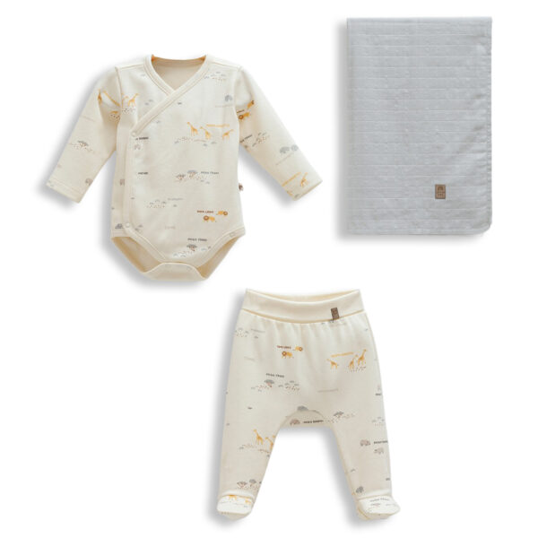 Set „Safari de vis” pentru nou-născuți – bumbac moale, 0–3 luni