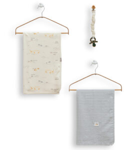 Set muselină și agățătoare suzetă gri pentru bebeluși