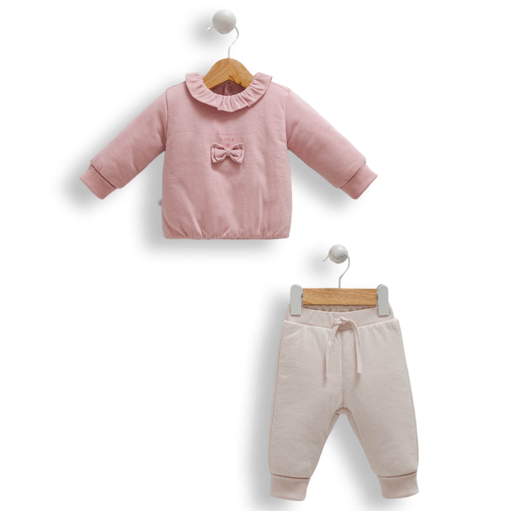 Set bluziță cu fundiță și pantalonași pentru bebeluși Set bluziță cu fundiță și pantalonași pentru bebeluși