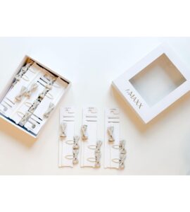 Set cadou accesorii păr fetiță cu bentițe și agrafe din in crem în cutie premium albă