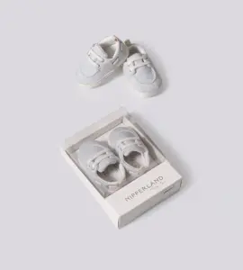 Pantofiori băiețel tip espadrilă albastru deschis din pânză cu talpă albă și șireturi în cutie Nipperland