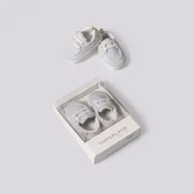 Pantofiori băiețel tip espadrilă albastru deschis din pânză cu talpă albă și șireturi în cutie Nipperland