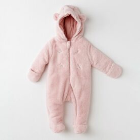Combinezon Teddy roz pentru bebeluși