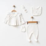 Set Complet 5 Piese Bebelusi din Bumbac cu Imprimeu Floral