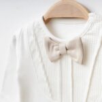Set Elegant 3 Piese Bebeluși cu Papion din Bumbac Moale